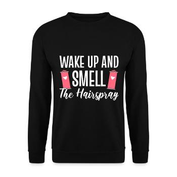 Wake Up & Smell The Hairspray Friseur - Unisex Pullover - Schwarz - Vorne - Alina (178cm) & Michal (187cm)