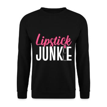 Lustiger Make-up-Künstler Lippenstift Hamster - Unisex Pullover - Schwarz - Vorne - Alina (178cm) & Michal (187cm)
