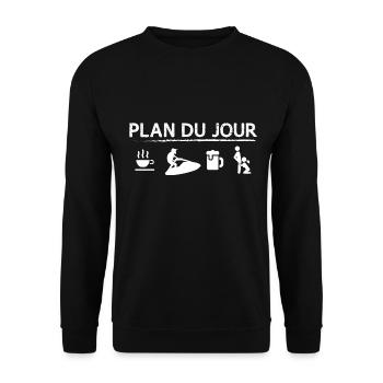 Plan du jour jet ski humour - Sweat-shirt Unisexe - noir - Devant - Alina (178cm) & Michal (187cm)