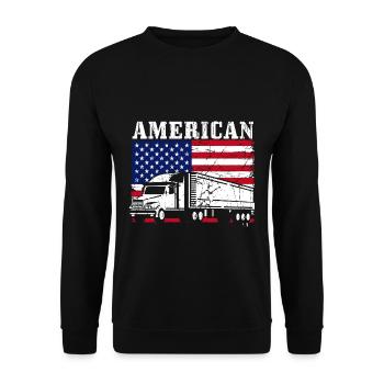 Trucker American Trucks - Truck Driver Truckers Am - Unisex Pullover - Schwarz - Vorne - Alina (178cm) & Michal (187cm)