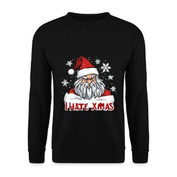 Ich hasse Weihnachten Lustig Anti Weihnacht - Unisex Pullover - Schwarz - Vorne - Alina (178cm) & Michal (187cm)