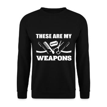 These Are My Weapons Friseur - Unisex Pullover - Schwarz - Vorne - Alina (178cm) & Michal (187cm)