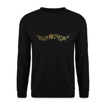 Fir branch, snowflakes and stars in gold - Unisex Sweatshirt - black - Front - Alina (178cm) & Michal (187cm)