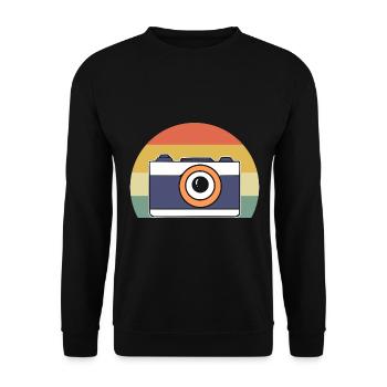 Vintage -Kamera Kamerasammler - Unisex Pullover - Schwarz - Vorne - Alina (178cm) & Michal (187cm)