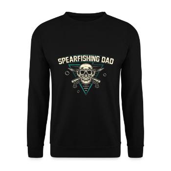 Speerfischen Vater | Geschenkidee für Speerfischer - Unisex Pullover - Schwarz - Vorne - Alina (178cm) & Michal (187cm)