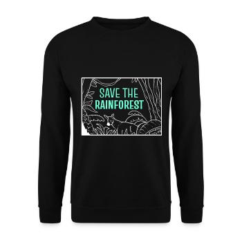Save The Rainforest Öko-Aktivist - Unisex Pullover - Schwarz - Vorne - Alina (178cm) & Michal (187cm)