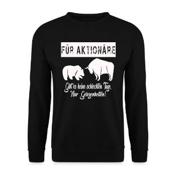 Aktien Börse WallStreet Investieren Investor - Unisex Pullover - Schwarz - Vorne - Alina (178cm) & Michal (187cm)