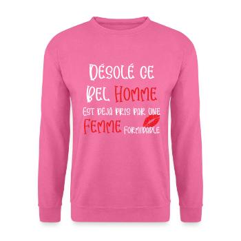 Cadeau Saint Valentin. Humour Couple Amoureux - Sweat-shirt Unisexe - rose - Devant