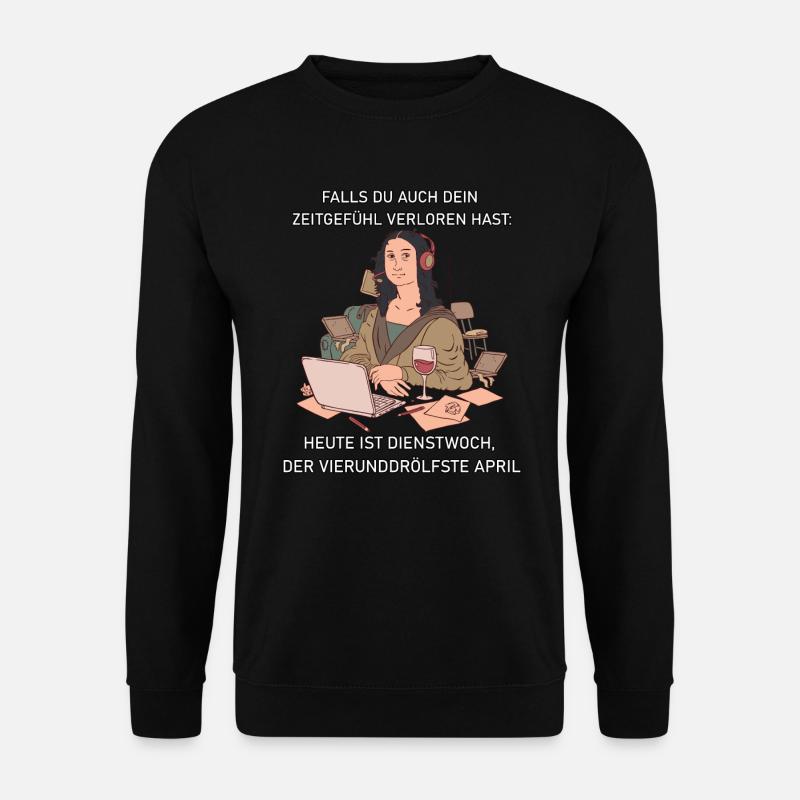 Lustiger Spruch Da-Vinci Mona-Lisa Home-Office - Unisex Pullover - Schwarz
