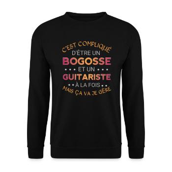 Bogosse guitariste - Sweat-shirt Unisexe - noir - Devant - Alina (178cm) & Michal (187cm)
