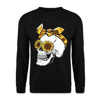 Halloween Skeleton Pumpkin - Unisex Sweatshirt - black - Front - Alina (178cm) & Michal (187cm)