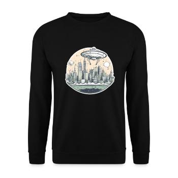 Alien Ufo Invasion - Unisex Pullover - Schwarz - Vorne - Alina (178cm) & Michal (187cm)