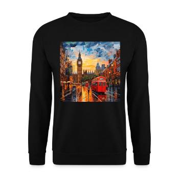 London City Fragmental Art - Unisex Sweatshirt - black - Front - Alina (178cm) & Michal (187cm)