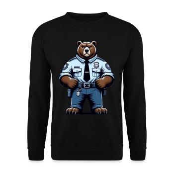 Officier de police ours mignon - Sweat-shirt Unisexe - noir - Devant - Alina (178cm) & Michal (187cm)