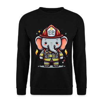 Cute Elephant Firefighter - Unisex Sweatshirt - black - Front - Alina (178cm) & Michal (187cm)