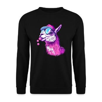Llama with chewing gum and sunglasses - Unisex Sweatshirt - black - Front - Alina (178cm) & Michal (187cm)