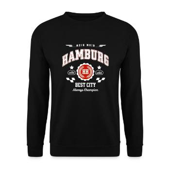 Hamburg says MOIN - Unisex Sweatshirt - black - Front - Alina (178cm) & Michal (187cm)