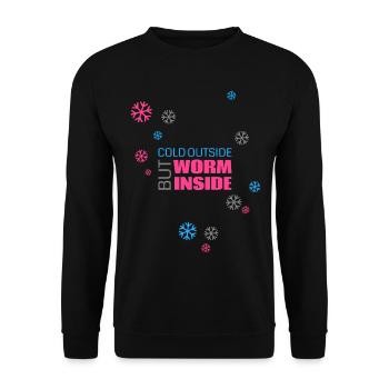 Froid à l’extérieur mais ver à l’intérieur - Sweat-shirt Unisexe - noir - Devant - Alina (178cm) & Michal (187cm)