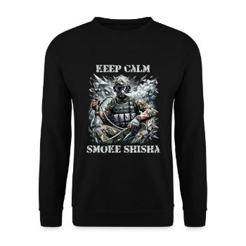 Calm Under Fire – Shisha Warrior Design - Unisex Pullover - Schwarz - Vorne - Alina (178cm) & Michal (187cm)