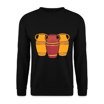 Vintage Vase Keramikdesigner - Unisex Pullover - Schwarz - Vorne - Alina (178cm) & Michal (187cm)