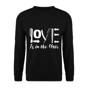 L’amour est dans les cheveux esthéticienne - Sweat-shirt Unisexe - noir - Devant - Alina (178cm) & Michal (187cm)