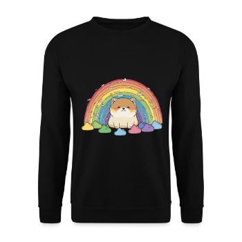 Akita Inu Hund Bunte Farben Regenbogen Kinder - Unisex Pullover - Schwarz - Vorne - Alina (178cm) & Michal (187cm)