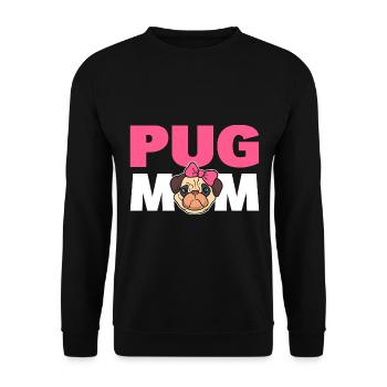 Pug Mom Mops Elternteil - Unisex Pullover - Schwarz - Vorne - Alina (178cm) & Michal (187cm)