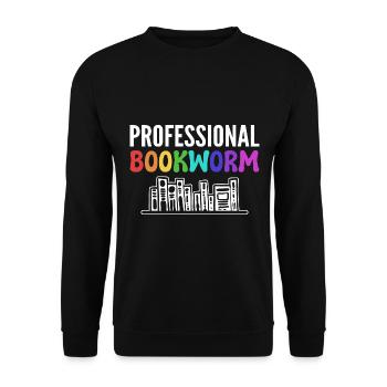 Professional Bookworm Bücherwurm - Unisex Pullover - Schwarz - Vorne - Alina (178cm) & Michal (187cm)