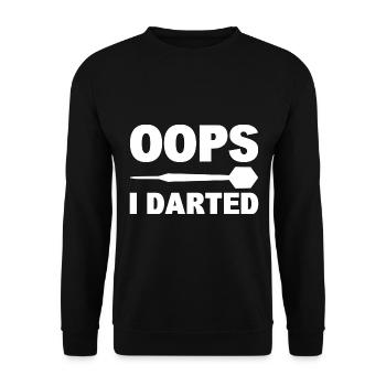 Oops I Darted Dart-Enthusiast - Unisex Pullover - Schwarz - Vorne - Alina (178cm) & Michal (187cm)
