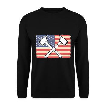 Amerikanische Feuerwehrmann Red Axt Feuerwehr - Unisex Pullover - Schwarz - Vorne - Alina (178cm) & Michal (187cm)