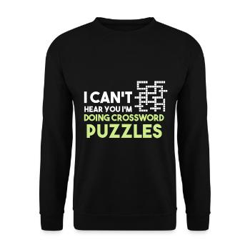 I Can't Hear You I'm Doing Crossword Puzzles - Unisex Pullover - Schwarz - Vorne - Alina (178cm) & Michal (187cm)