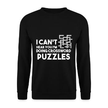 I Can't Hear You I'm Doing Crossword Puzzles - Unisex Pullover - Schwarz - Vorne - Alina (178cm) & Michal (187cm)