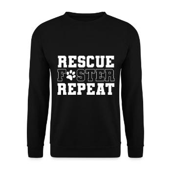Rescue Foster Repeat Tierretter - Unisex Pullover - Schwarz - Vorne - Alina (178cm) & Michal (187cm)