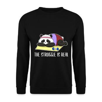 The Struggle Is Real Panda Bear Workout - Unisex Sweatshirt - black - Front - Alina (178cm) & Michal (187cm)