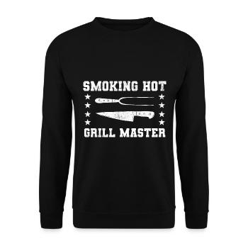 Smoking Hot Grill Master Grillkoch - Unisex Pullover - Schwarz - Vorne - Alina (178cm) & Michal (187cm)