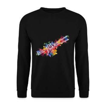 Erhöhen Sie Ihren Rhythmus mit vom Drum Corps - Unisex Pullover - Schwarz - Vorne - Alina (178cm) & Michal (187cm)
