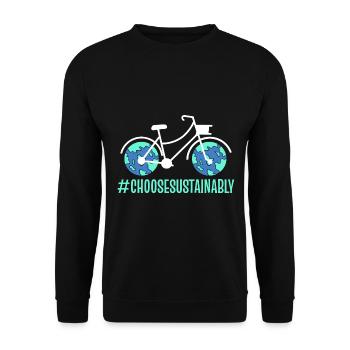 Nachhaltigkeitsfahrrad Nachhaltigkeitspädagoge - Unisex Pullover - Schwarz - Vorne - Alina (178cm) & Michal (187cm)