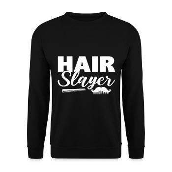 Hair Slayer Friseur - Unisex Pullover - Schwarz - Vorne - Alina (178cm) & Michal (187cm)