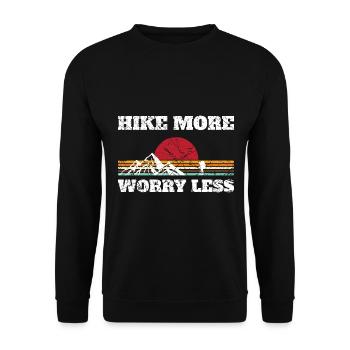 Hike More Worry Less Hiking - Unisex Sweatshirt - black - Front - Alina (178cm) & Michal (187cm)