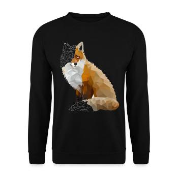 Polygon Fuchs low poly Fox Geometrie Geschenkidee - Unisex Pullover - Schwarz - Vorne - Alina (178cm) & Michal (187cm)