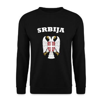 Serbien Srbija Adler Wappen Flagge Love Fussball - Unisex Pullover - Schwarz - Vorne - Alina (178cm) & Michal (187cm)