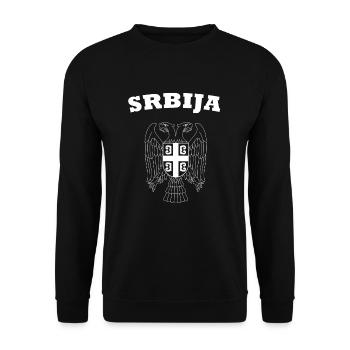 Serbia Srbija Adler Coat of Arms Flag Love Football - Unisex Sweatshirt - black - Front - Alina (178cm) & Michal (187cm)