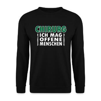 Chirurg Ich mag offene Menschen Mediziner Geschenk - Unisex Pullover - Schwarz - Vorne - Alina (178cm) & Michal (187cm)