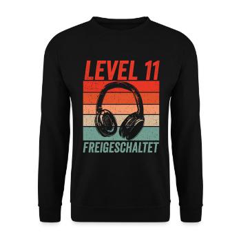 Level 11 Freigeschaltet 11.Geburtstag Gamer - Unisex Pullover - Schwarz - Vorne - Alina (178cm) & Michal (187cm)