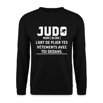 judo L'art de plier tes vêtements avec toi dedans - Sweat-shirt Unisexe - noir - Devant - Alina (178cm) & Michal (187cm)