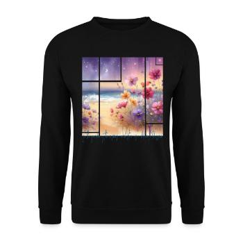 Blumen - Unisex Pullover - Schwarz - Vorne - Alina (178cm) & Michal (187cm)