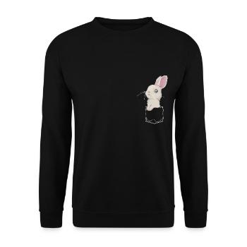 Bunny in the breast pocket Shirt pocket - Unisex Sweatshirt - black - Front - Alina (178cm) & Michal (187cm)