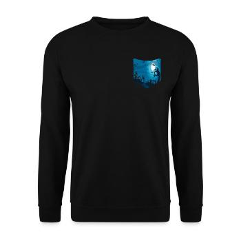 Pumpkin Full Moon Creepy Breast Pocket Halloween - Unisex Sweatshirt - black - Front - Alina (178cm) & Michal (187cm)