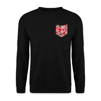 Summer Fruit Fruit Breast Pocket Strawberry - Unisex Sweatshirt - black - Front - Alina (178cm) & Michal (187cm)