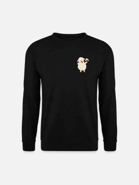 Flower Wreath Sheep Illustration - Unisex Sweatshirt - black